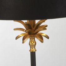 Palm Black Velvet Shade Table Lamp In Antique Brass