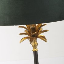 Palm Green Velvet Shade Table Lamp In Antique Brass And Black