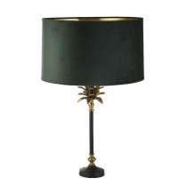 Palm Green Velvet Shade Table Lamp In Antique Brass And Black