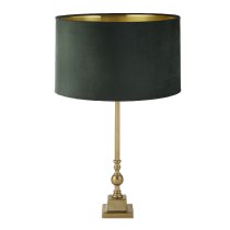 Whitby Green Velvet Shade Table Lamp In Antique Brass