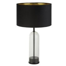 Oxford Black Velvet Shade Table Lamp With Glass And Marble Base