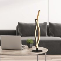 Bloom LED Wood Effect Table Lamp In Black