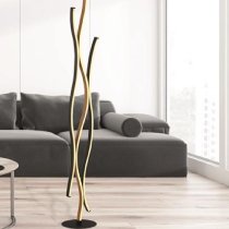 Bloom LED Wood Effect Floor Lamp In Black