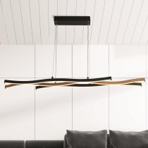 Bloom LED Wood Effect Pendant Light In Black