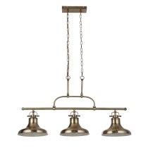 Dallas 3 Light Bar Pendant Light In Antique Brass