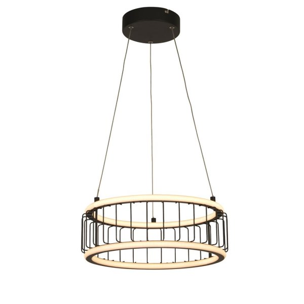 Circolo LED Cage Drum Pendant Light Small In Black And White