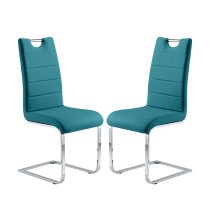 Jet Small Clear Glass Dining Table With 4 Petra Teal Chairs