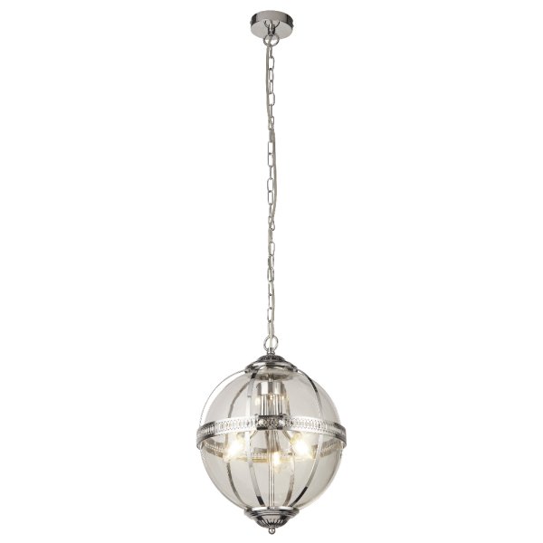 Coronet 3 Light Pendant Light In Chrome And Silver