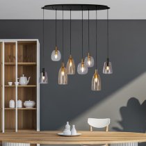 Divine 8 Light Multi Drop Pendant Light In Black