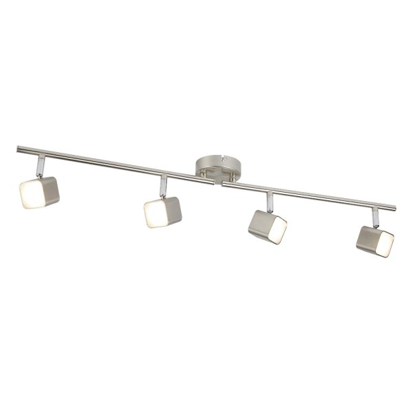 Quad LED 4 Light Square Head Bar Spotlight In Satin Silver