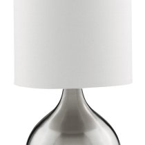 Touch Ivory Fabric Shade Table Lamp In Satin Silver