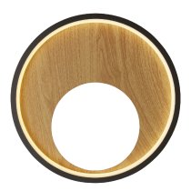 Curio Wooden Wall Light Round With Black Metal Frame