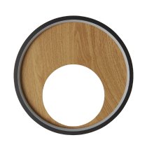 Curio Wooden Wall Light Round With Black Metal Frame