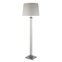 Pedestal Cream Fabric Shade Floor Lamp In Satin Silver