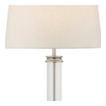 Pedestal Cream Fabric Shade Floor Lamp In Satin Silver