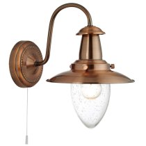 Fisherman Clear Seeded Glass Wall Light In Copper