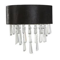 Glamour 2 Light Clear Crystal Wall Light In Black Velvet