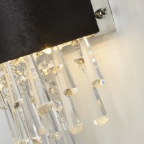 Glamour 2 Light Clear Crystal Wall Light In Black Velvet