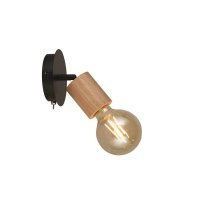 Spinny Spotlight Wall Light In Wood And Matt Black