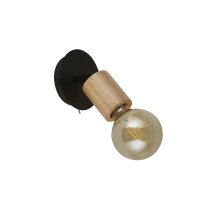 Spinny Spotlight Wall Light In Wood And Matt Black