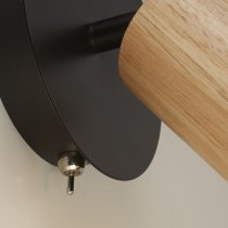 Spinny Spotlight Wall Light In Wood And Matt Black