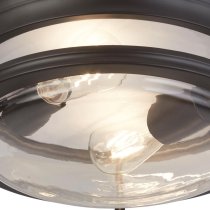 Glasgow 2 Light Clear Glass Shade Flush Light In Black