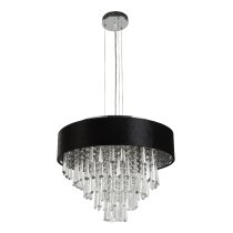 Glamour 5 Light Clear Crystal Pendant Light In Black Velvet