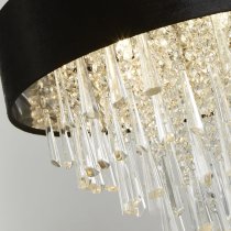 Glamour 5 Light Clear Crystal Pendant Light In Black Velvet