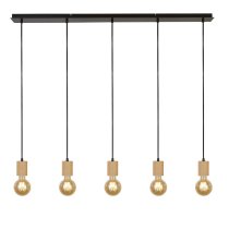 Spinny 5 Light Bar Pendant Light In Wood And Matt Black