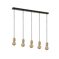 Spinny 5 Light Bar Pendant Light In Wood And Matt Black