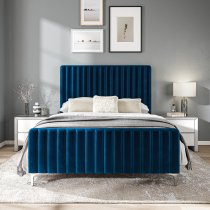 Arvada Velvet Double Bed In Royal Blue