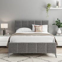 Arvada Fabric Double Bed In Dark Grey