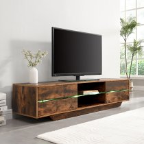 Sienna Wooden TV Stand In Rustic Oak With LED Lighting