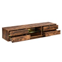 Sienna Wooden TV Stand In Rustic Oak With LED Lighting