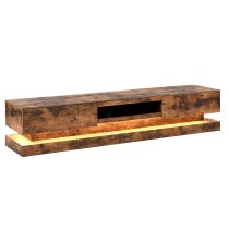 Step Wooden TV Stand In Rustic Oak With LED Lighting