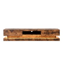 Step Wooden TV Stand In Rustic Oak With LED Lighting