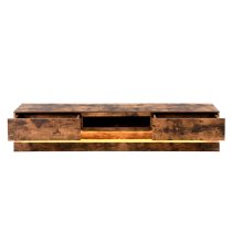 Step Wooden TV Stand In Rustic Oak With LED Lighting