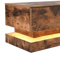 Step Wooden TV Stand In Rustic Oak With LED Lighting