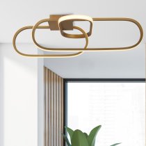 Clip LED Triple Loop Shape Flush Ceiling Light In Gold