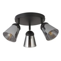 Mega 3 Light Smoked Glass Shade Spotlight Round In Black