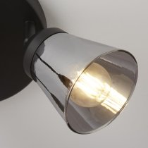 Mega 3 Light Smoked Glass Shade Spotlight Round In Black