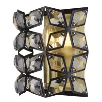 Iris Crystal Frame Wall Light In Black And Brass