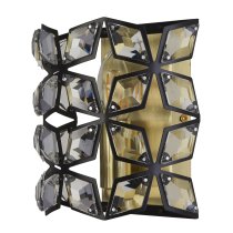 Iris Crystal Frame Wall Light In Black And Brass