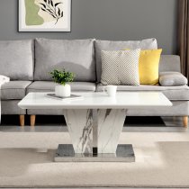 Memphis High Gloss Coffee Table In Filo Marble Effect Glass Top