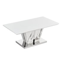 Memphis High Gloss Coffee Table In Filo Marble Effect Glass Top