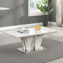 Memphis High Gloss Coffee Table In Filo Marble Effect Glass Top