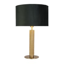 London Green Velvet Shade Table Lamp In Knurled Brass