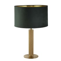 London Green Velvet Shade Table Lamp In Knurled Brass