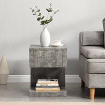 Dixon Wooden Bedside Cabinet With 1 Drawer In Concrete Effect