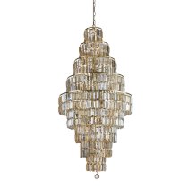 Empire 13 Light Champagne Glass Pendant Light In Satin Brass